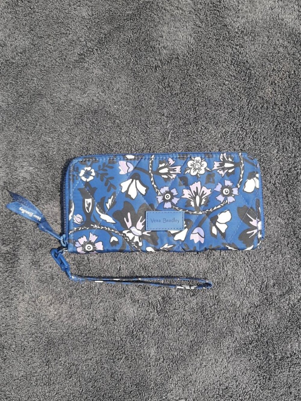 Vera Bradley Wristlet RDIF Wallet Dark Blue 8" x 4"